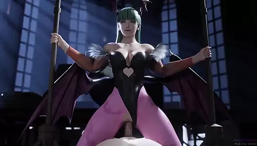 Darkstalkers Morrigan Aensland büyük bir yarağa biniyor