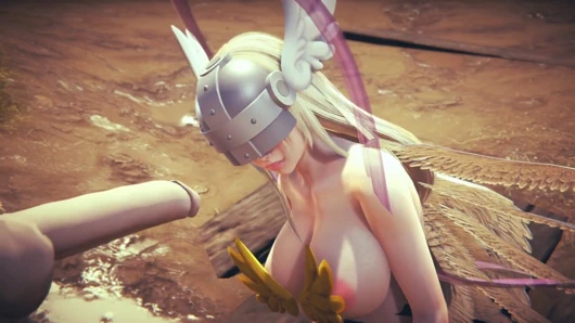 Angewomon derin boğaz oral seks : digimon hentai parodi