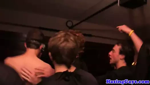 Pledging student doggystyled in voyeur hazing