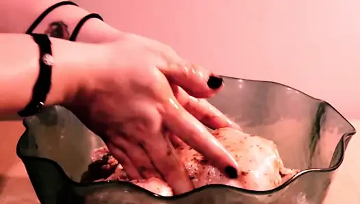 Meat massage meat on spit meat in my mouth