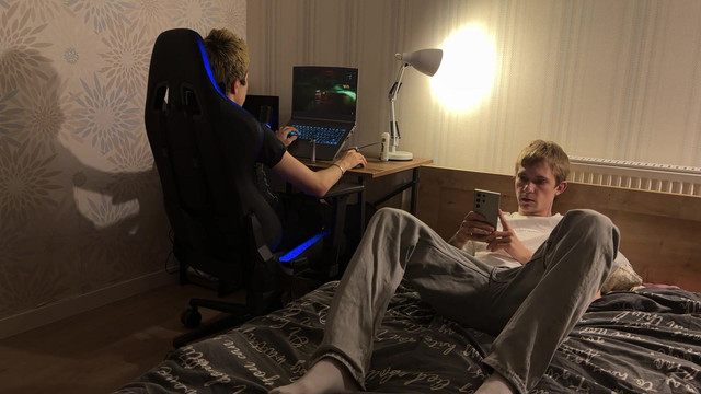 Wink saw his friend's erect cock, could not resist and gave a throat blowjob after which Twink's ass was fucked and cummed