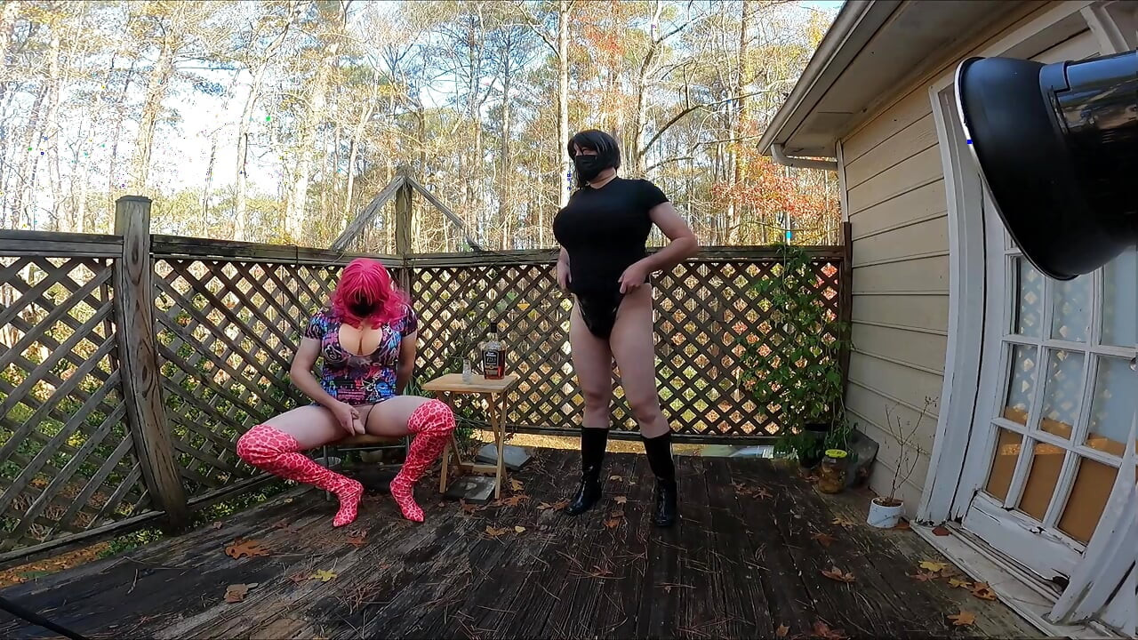 BTS fetish giant fake tits photoshoot jacking my uncut cock watching myself strip from vanilla to temptress