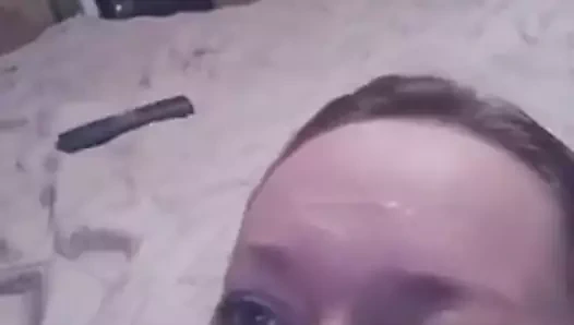 Slut Wife Jerks Cock for Facial