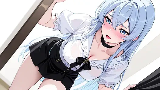 Esdeath came to buy new sexy lingerie and have some fun with a pink dildo. Esdeath hentai cosplay