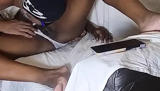 Hot stepdaughter enters the room and catches stepdad jerking off and ends up giving her pussy