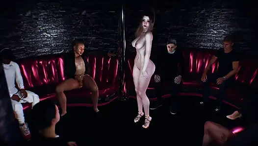 Seksi Asyalı kız striptiz kulübünde çıplak dans ediyor