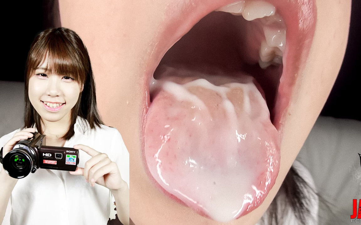 Misaki Katase'nin turuncu parmaklı dili ve yapışkan tükürüğüyle bakış açısı ağzı selfiesi