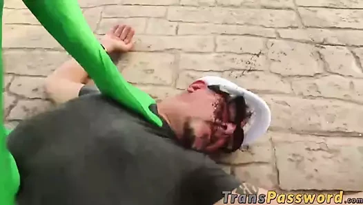 seksi transeksüel polis alır nüfuz Sabit tarafından iki azgın dudes