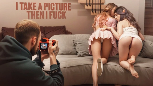 İki lezbiyenle fotoğraf çekimi ateşli bir üçlü seksle sona erdi