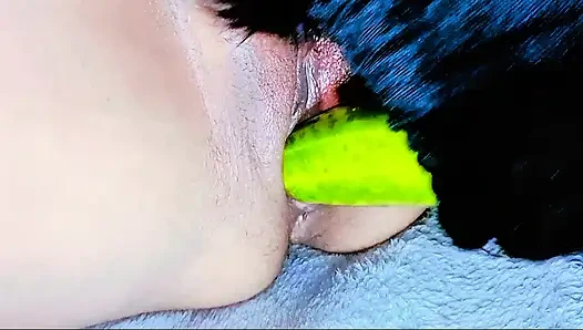 Bella Khalifa Dildoing A Big Cucumber Like BBC To Check Her Meaty Pussy SReady To Fuck With Big Black Cock