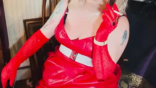 Mrs Santa! Is A Bad Girl! Leather Clad & Gloved Miss Tina Snua Smokes A Cigarette - Christmas Xmas Happy Holidays