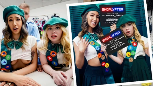 Shoplyfter - kız izci tatlı kızlar kostümlüleri dolandırdığı için güvenlik görevlisi tarafından yakalanıyor ve cezalandırılıyor