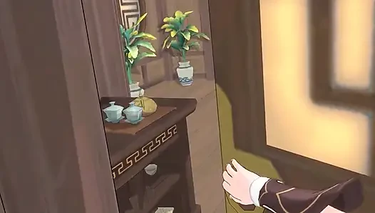 Genshin Impact- tutkulu seksin vahşi bir gecesi için Hu Tao'nun evini ziyaret edin - 3d hentai animasyon