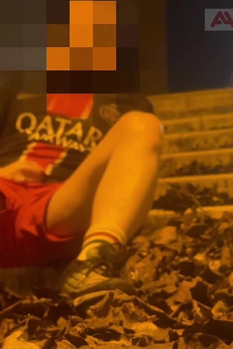 Amateur Boy in Football Gear Caught Wetting Himself in the Street