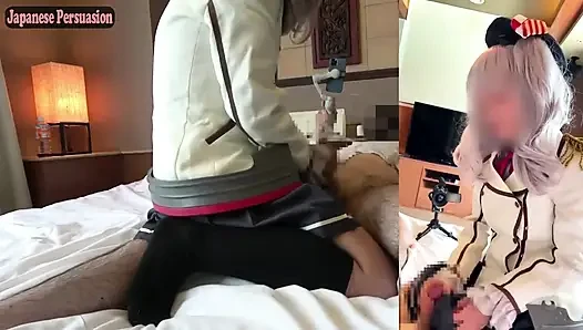 F Cup donanma tarzı kıyafetli büyük memeli cosplayer samimi bir ana dönüşen özel bir otel çekiminin tadını çıkarıyor