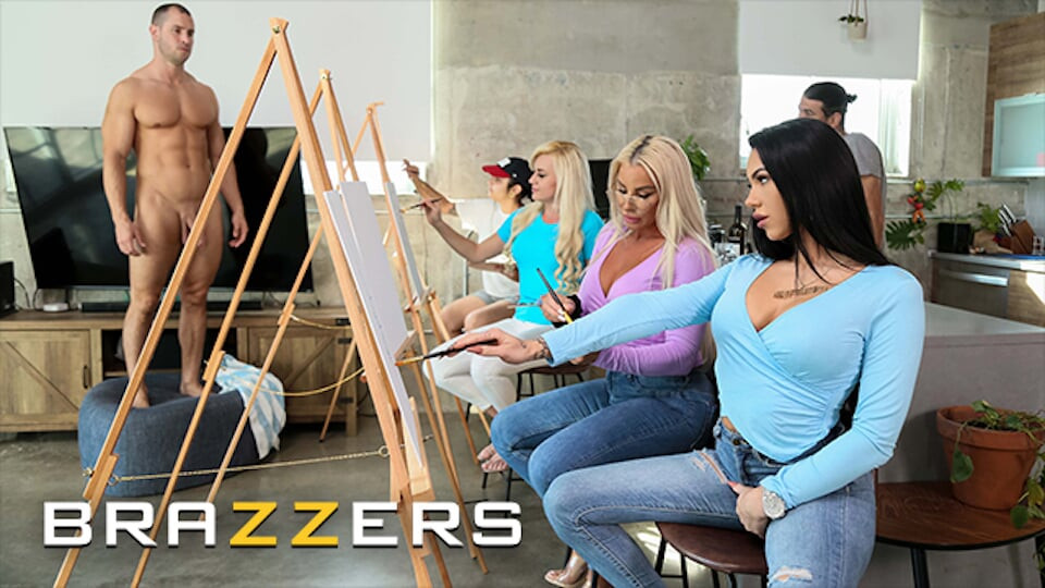 Robbin Banx ve Mj Fresh bir sip & paint dersine katılıyor ama gözlerini modelin yarağının dışına çıkaramıyorlar - brazzers