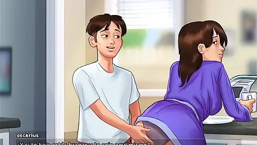 Üvey anne üvey oğluna ıslak duygularını itiraf ediyor ve sonunda oturma odasında sevişiyorlar - yaz mevsimi efsanesi