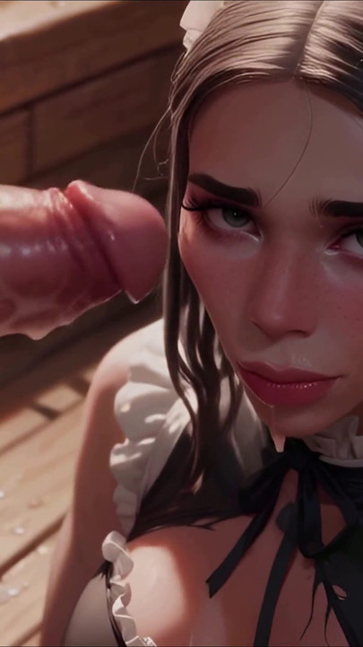 Yapay Anime Hizmetçi Genç Oral Bakış Açısı ve Patlayıcı Yüz Yüzü - Sert Anal Seks Sahneleri