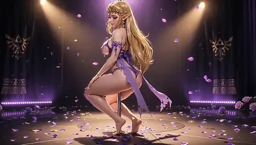 Azgın zelda direk dansı - yağlanmış parlak vücut ve ahegao