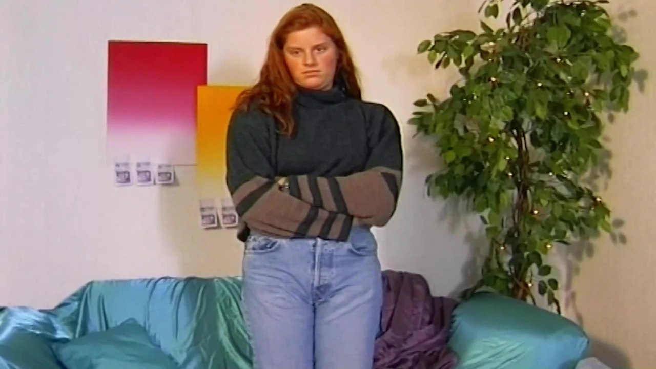 A chubby German teen showing off her shaved pussy