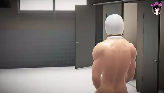 Umumi tuvalette mastürbasyon yapıyor - kız da karar verdi (3 boyutlu hentai)