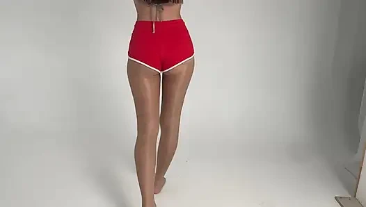 Güzel yoga sjort kırmızı şort