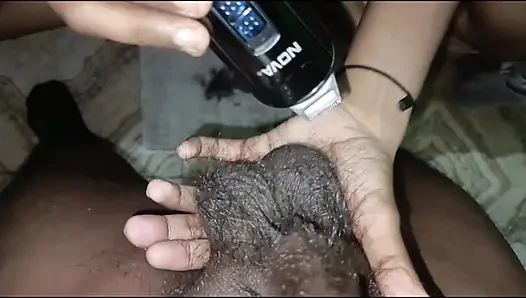 First Time My Girlfriend Remove My Private Hair with Trimmer