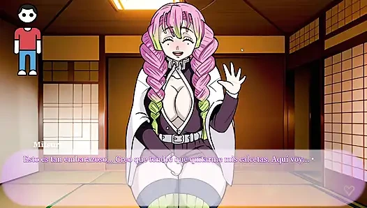 Cachipun with waifu - demon slayer'dan Mitsuri Kanroji ile taş, kağıt, makas oynuyor: kimetsu hayır yaiba onu sikene kadar