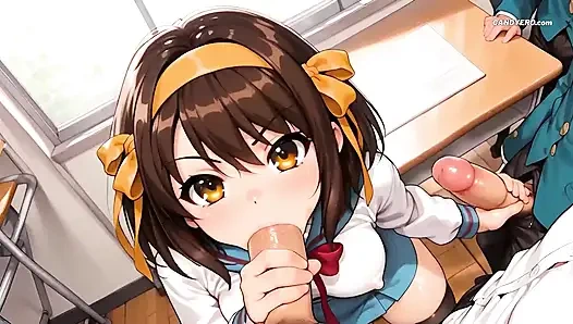 Bir okul sınıfında çifte penetrasyonlu grup seks (yapay zeka)