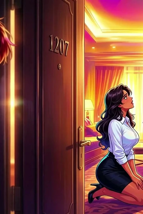 Aldatan çekici çekici resepsiyonist, sansürsüz hentai misafiri için kapıyı aralık bırakıyor