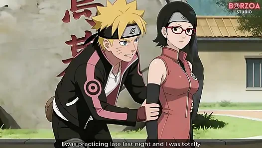 Naruto: Boruto и Sarada - глубокая хардкорная тренировка идет не так (хентай без цензуры)
