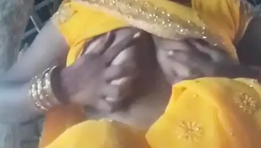 Desi hot bhabhi saree lifted and fingered in chut and removed the water of chut