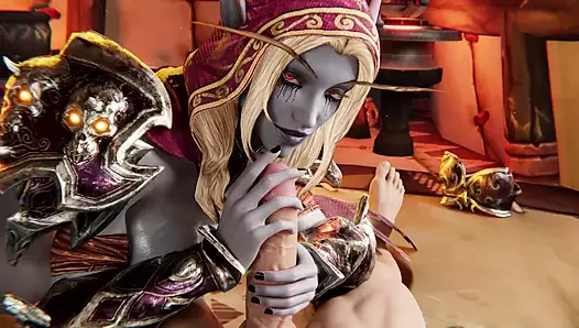 3D Вау, камшот для сильван с Windrunner и анальными бусинками