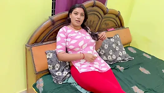 Büyük üvey kız kardeşim kızgındı, üvey kız kardeşim bana büyük yarağımı sert söyledi, Hintçe viral video