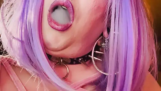 All In Pink! BBW Tina Snua Enjoys A Cigarette With You - Smoking Smoker Goth Gothic Emo