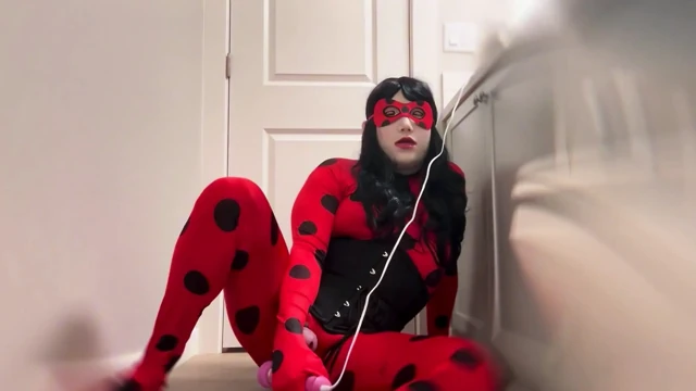 Sissy heroine caught and made to cum in chastity