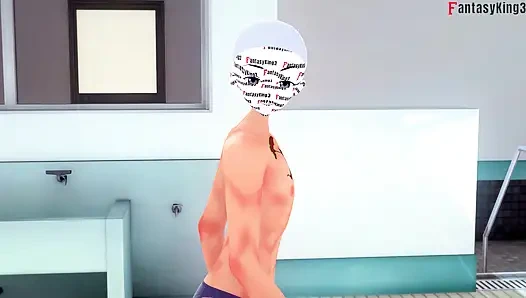 Rias & Akeno thresome mientras llamada telefónica y Akeno follan en piscina pública - dxd ntr madness series