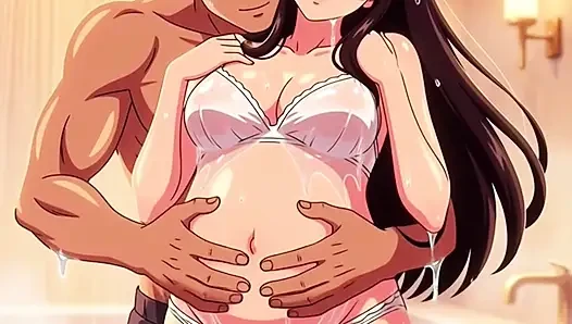Shower sex husband helping wash Ayesha's pregnant body