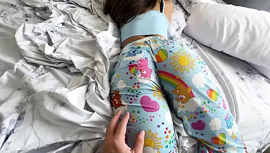 My little stepdaughter saw my morning erection, and asked to play with my dick