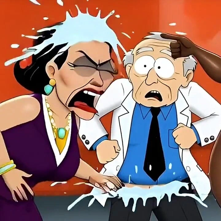 Evli Gavat Büyük Siyah Göte Tapıyor. Karikatür