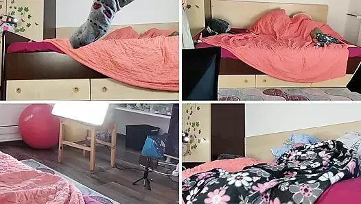 Seksi anne evde çıplak dans yapıyor. Latin kıllı, büyük götlü.