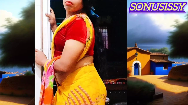 Горячий Кросси sonu в желтой сари