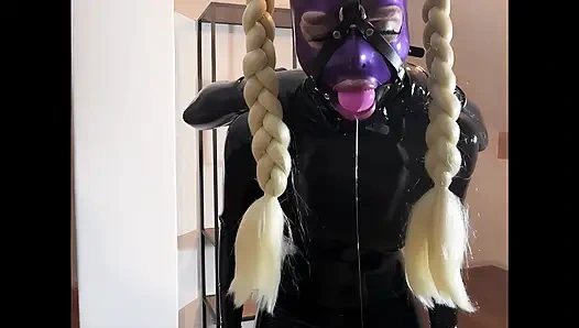 Touchedfetish - lastik ve lateks fetiş çift - sert ve sert bdsm - şaplak ve gırtlağına kadar