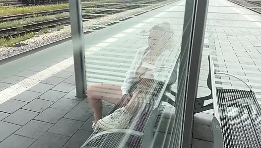Horny slut makes it on the train track