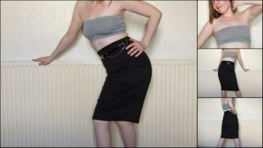 Haley kalem etek ve topuklu ayakkabılarla poz veriyor