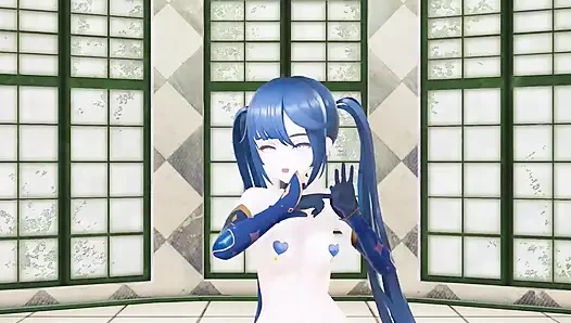 Mona Genshin impact hentai çıplak dans mmd 3d - mavi saç rengi düzenleme smixix