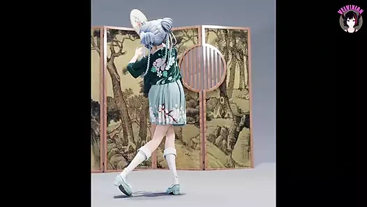 Sheng - sevimli Asyalı dansı + kademeli soyunma (3 boyutlu hentai)