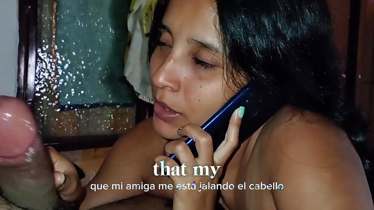 I fuck my ex while talking on the phone with my boyfriend! I show him that now I can fit my whole cock in my mouth! (subtitled)