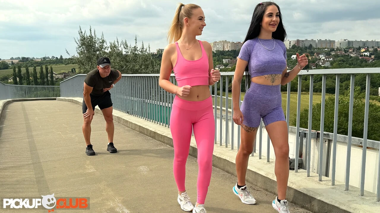 PickupClub - Runner Jenny Wild and her Girlfriend Rescue a Fellow Jogger with Threesome!