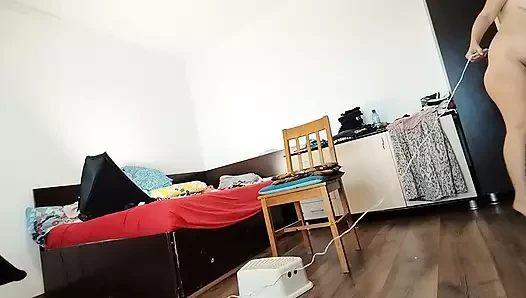 The sexy mother epilates the hair on her legs. Hot amateur couple sensual body oil massage.